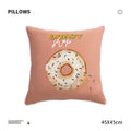 Square Decorative Pillow Embroidered Donut Concealed Zipper