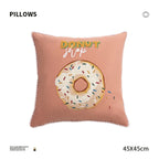 Square Decorative Pillow Embroidered Donut Concealed Zipper