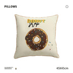 Square Decorative Pillow Embroidered Donut Concealed Zipper
