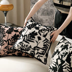 Square Decorative Pillow Flock Embroidery Piped Edge 18x18