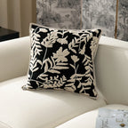 Square Decorative Pillow Flock Embroidery Piped Edge 18x18