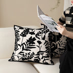 Square Decorative Pillow Flock Embroidery Piped Edge 18x18