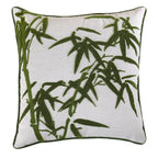 Square Decorative Pillow Hand-Tufted Bamboo Motif Linen-Look Cotton Blend