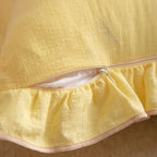 Square Decorative Pillow Ruffle Edge Linen-Look Removable Cover