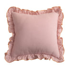 Square Decorative Pillow Ruffle Edge Linen-Look Removable Cover