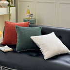 Square Decorative Pillow Soft Velvet Cover Contrasting Piping 18in