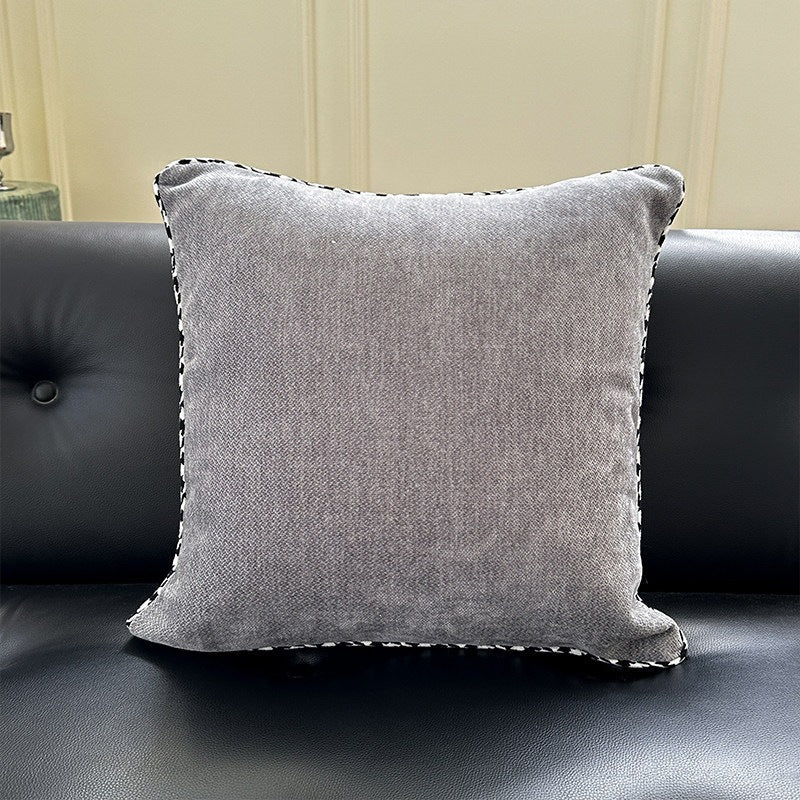 Square Decorative Pillow Soft Velvet Cover Contrasting Piping 18in