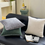 Square Decorative Pillow Soft Velvet Cover Contrasting Piping 18in