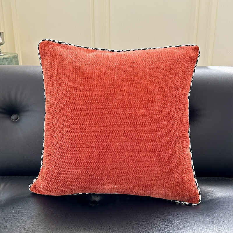Square Decorative Pillow Soft Velvet Cover Contrasting Piping 18in