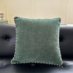Square Decorative Pillow Soft Velvet Cover Contrasting Piping 18in