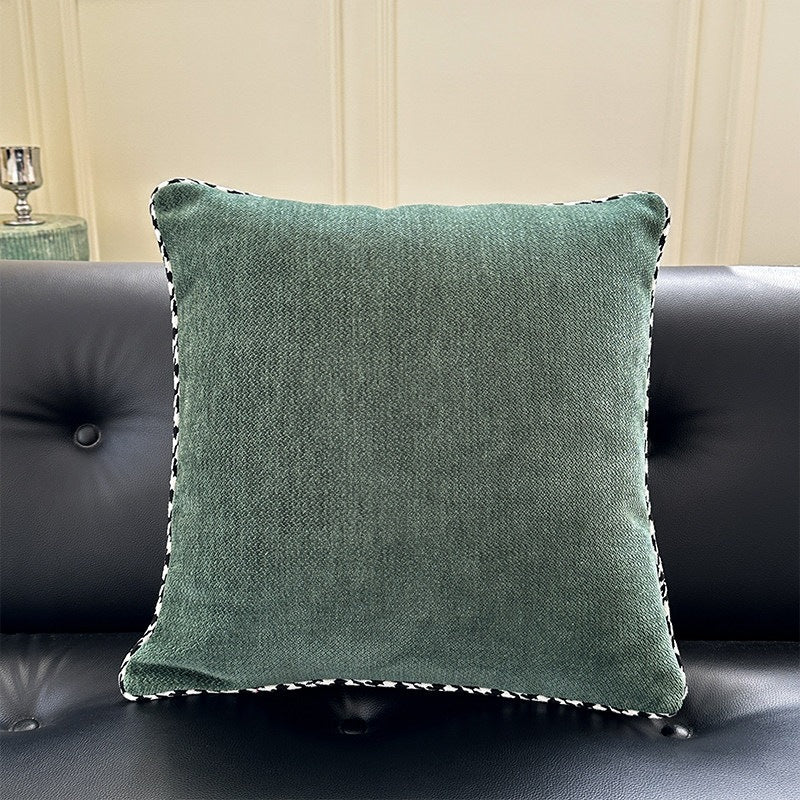 Square Decorative Pillow Soft Velvet Cover Contrasting Piping 18in