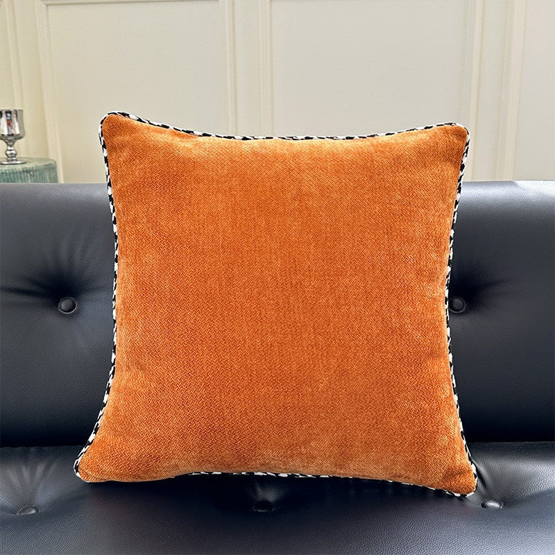 Square Decorative Pillow Soft Velvet Cover Contrasting Piping 18in