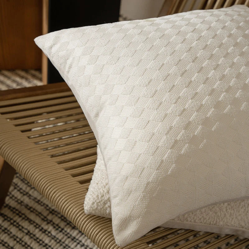 Square Decorative Pillow Woven Triangle Chenille Removable Cover