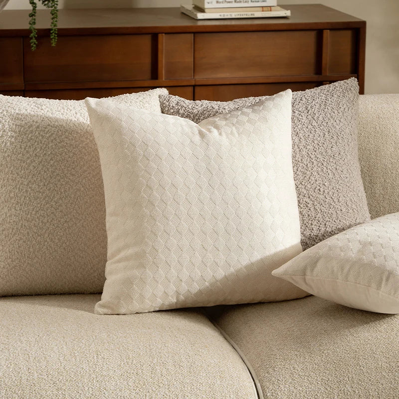 Square Decorative Pillow Woven Triangle Chenille Removable Cover