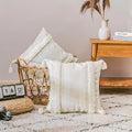Square Pillow Cover Bouclé Trim & Tassels