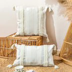 Square Pillow Cover Bouclé Trim & Tassels