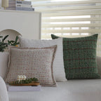 Square Pillow Cover Bouclé Tweed Hidden Zipper & Piped Trim