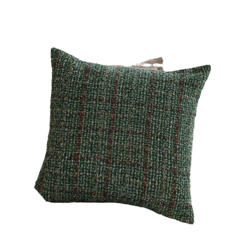 Square Pillow Cover Bouclé Tweed Hidden Zipper & Piped Trim