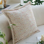 Square Pillow Cover Bouclé Tweed Hidden Zipper & Piped Trim