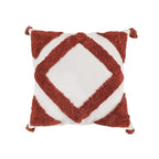 Square Pillow Cover Cotton Bouclé Raised Diamond Tassels 18x18
