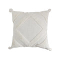 Square Pillow Cover Cotton Bouclé Raised Diamond Tassels 18x18
