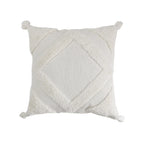 Square Pillow Cover Cotton Bouclé Raised Diamond Tassels 18x18