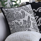 Square Pillow Cover Cotton-Linen Geometric Relief Piped Edge