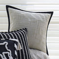 Square Pillow Cover Cotton-Linen Geometric Relief Piped Edge