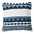 Square Pillow Cover Crocheted Appliques Tufted Cotton Blend