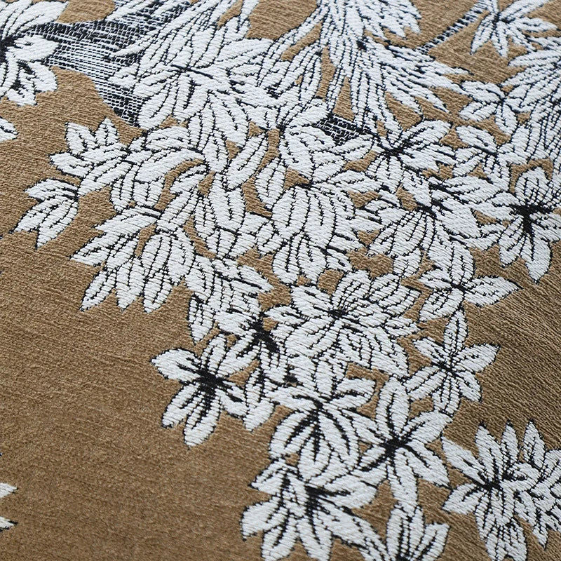 Square Pillow Cover Floral Jacquard Cotton-Linen Blend Velvet Piping