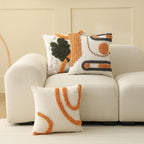 Square Pillow Cover Hand-Tufted Braided Circle Cotton Blend 18x18