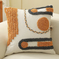 Square Pillow Cover Hand-Tufted Braided Circle Cotton Blend 18x18