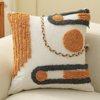 Square Pillow Cover Hand-Tufted Braided Circle Cotton Blend 18x18