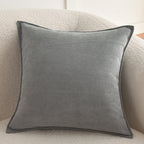 Square Pillow Cover Herringbone Texture & Piped Edge Hidden Zipper