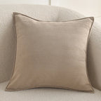 Square Pillow Cover Herringbone Texture & Piped Edge Hidden Zipper