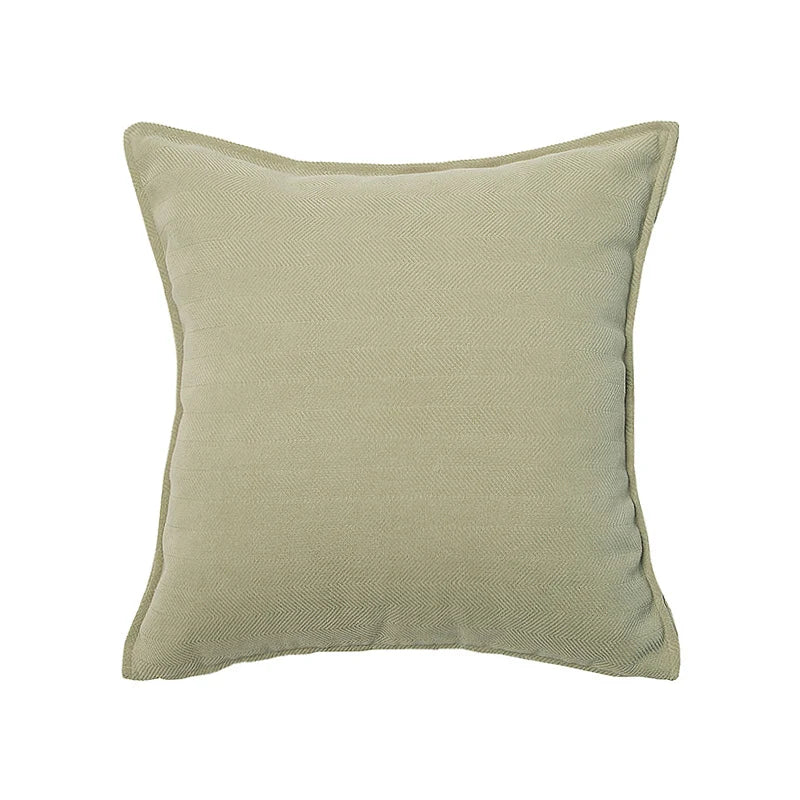 Square Pillow Cover Herringbone Texture & Piped Edge Hidden Zipper