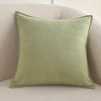 Square Pillow Cover Herringbone Texture & Piped Edge Hidden Zipper