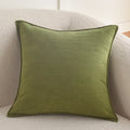 Square Pillow Cover Herringbone Texture & Piped Edge Hidden Zipper