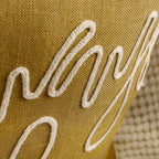 Square Pillow Cover Linen-Blend Rope-Embroidered & Tassels