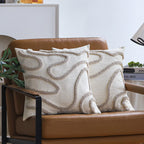 Square Pillow Cover Linen-Look Hand-Tufted Concealed Zipper 18x18in