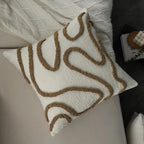 Square Pillow Cover Linen-Look Hand-Tufted Concealed Zipper 18x18in