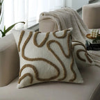 Square Pillow Cover Linen-Look Hand-Tufted Concealed Zipper 18x18in