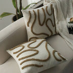 Square Pillow Cover Linen-Look Hand-Tufted Concealed Zipper 18x18in