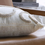Square Pillow Cover Linen-Look Hand-Tufted Concealed Zipper 18x18in