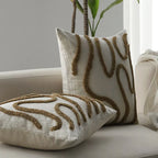 Square Pillow Cover Linen-Look Hand-Tufted Concealed Zipper 18x18in