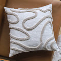 Square Pillow Cover Linen-Look Hand-Tufted Concealed Zipper 18x18in