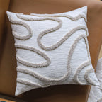 Square Pillow Cover Linen-Look Hand-Tufted Concealed Zipper 18x18in