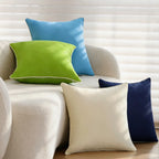 Square Pillow Cover Microvelvet Contrasting Piping Concealed Zipper