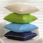 Square Pillow Cover Microvelvet Contrasting Piping Concealed Zipper