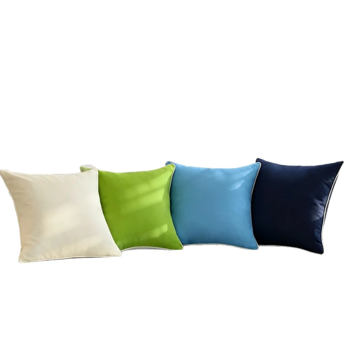 Square Pillow Cover Microvelvet Contrasting Piping Concealed Zipper